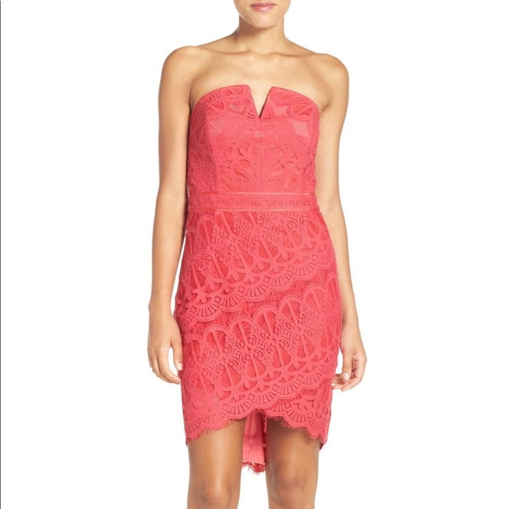 NWT Adelyn Rae pink strapless lace dress